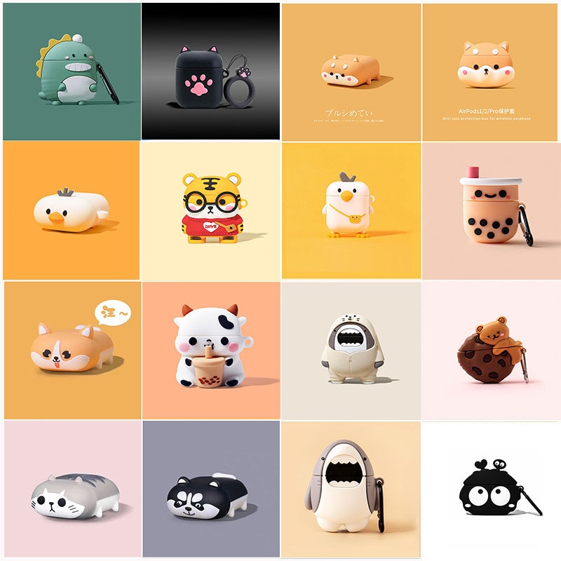 Cute Animal Cartoon Cat Dog Soft Headset Box For apple airpods Pro Case