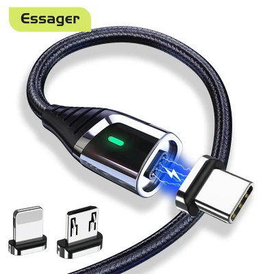 Essager 1m/2m Fast Charging Magnetic Charger Micro USB Type C Lightning Cable for iPhone 11 Pro Max Samsung Huawei Xiaomi Oppo Vivo Phone Cables