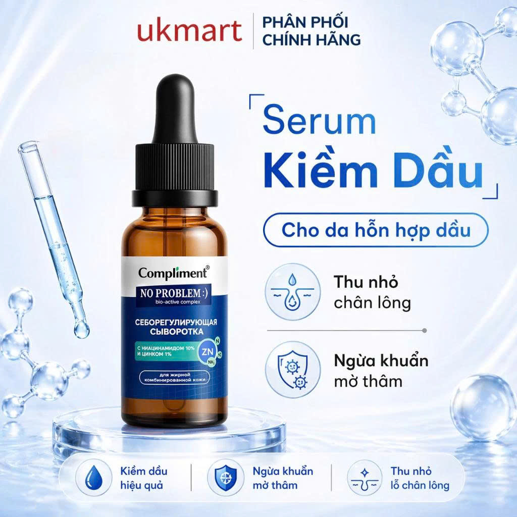 Serum Kiềm Dầu Giảm Mụn Compliment Niacinamide & Zinc - Sáng Da Mờ Thâm, Se Khít Lỗ Chân Lông 27ml