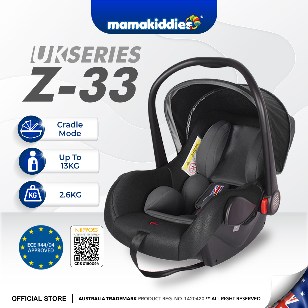 [ECE CERTIFIED] Mamakiddies Z33 Baby Car Seat 4in1 Infant Carrier For Newborn To 13KG Portable Kids Safety Carseat Bayi