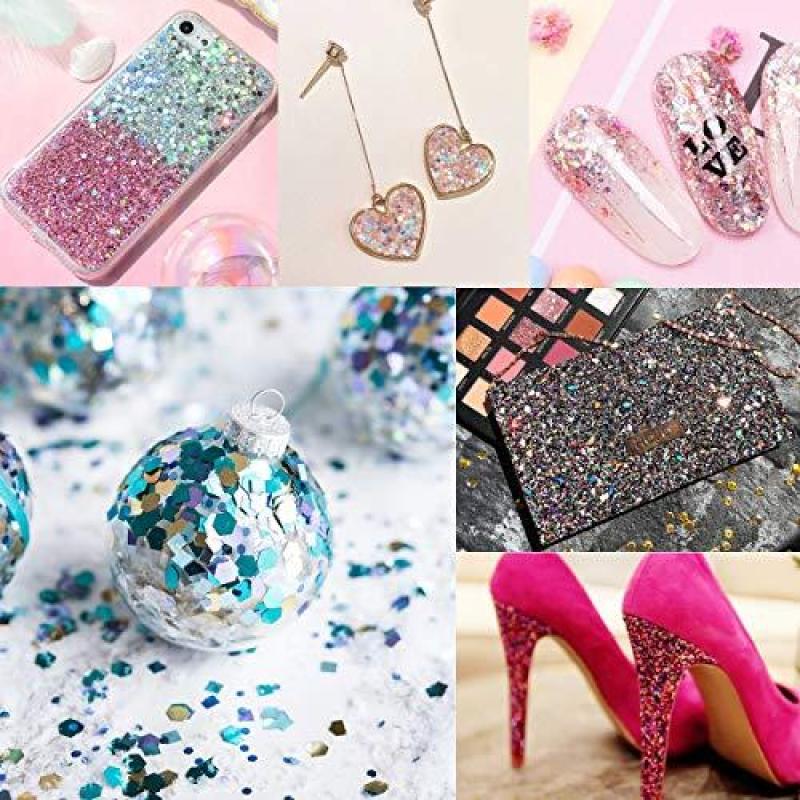 Buy PartyKindom Halloween Face Glitter Body Glitter 6 Colors Chunky Glitter with Long Lasting Gel for Festival Party Face, Body, Hair and Nails Art - 6 Boxes Singapore