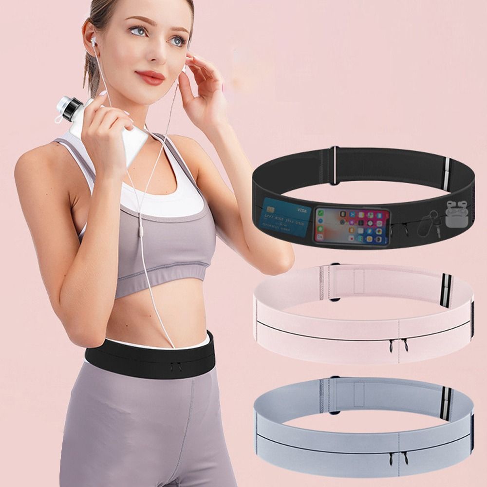 SPONG Hồng Đen Xám Túi đeo hông chạy bộ Có 2 túi Khóa vô hình Túi đeo hông thể thao Không thấm nước Túi đeo hông nam Phụ kiện chạy bộ