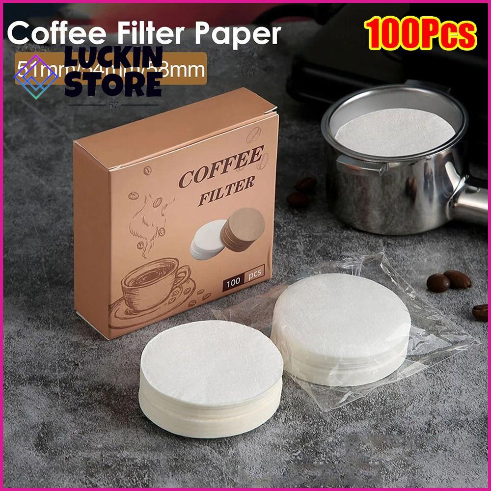 TREND 57SHOP 100Pcs 51/53/58mm. Giấy lọc cà phê Tròn Dùng một lần Phụ kiện bộ lọc espresso Phổ quát Giấy lọc nước Dụng cụ pha chế