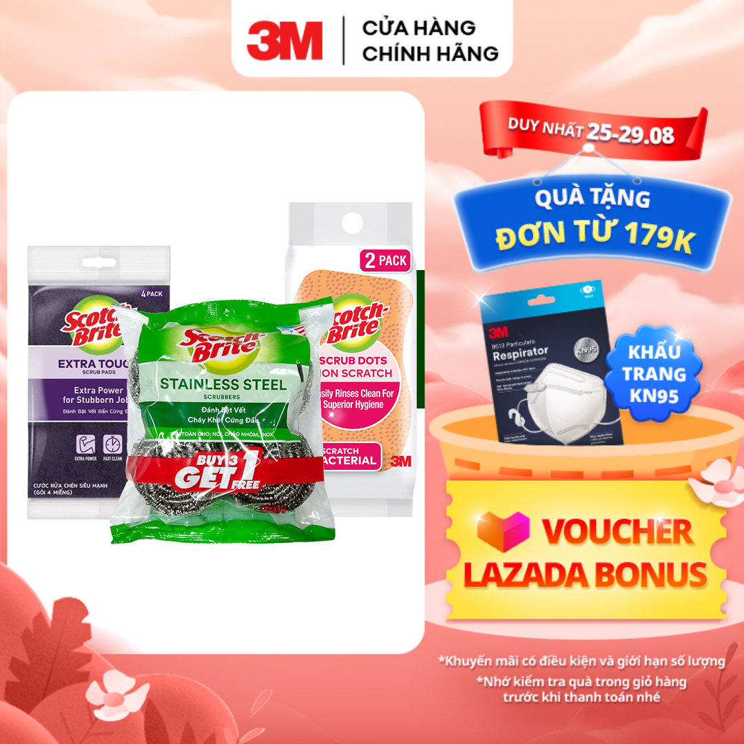 Cước rửa chén siêu mạnh, miếng cọ rửa xoong nồi và cước rửa chén 3M™ Scotch-Brite®, Làm sạch các vết bẩn cứng đầu