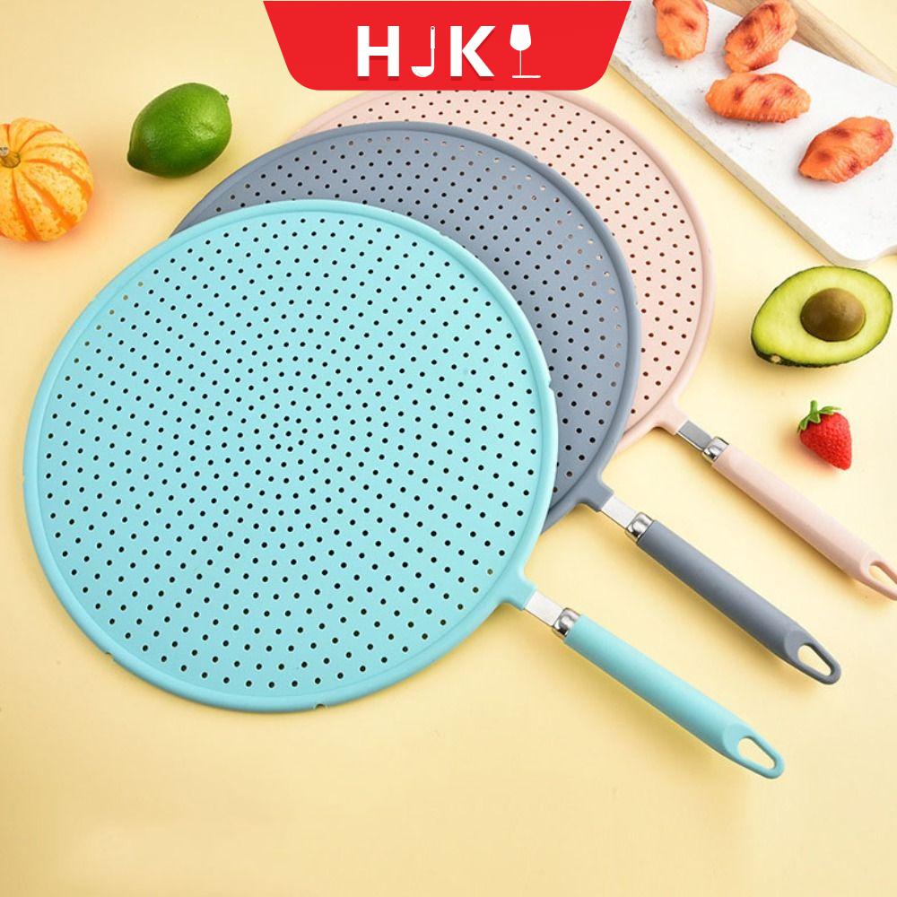 HJKL Chịu nhiệt Tấm chắn bắn bếp Silicone Kích thước lớn Nắp chảo rán Hộ gia đình Tay cầm dài Tấm chắn bắn dầu Nồi