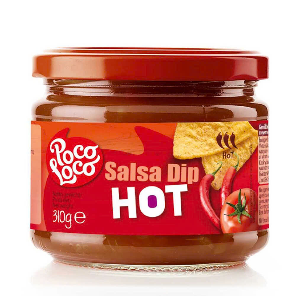 Poco Loco Spicy Salsa Dip Hot, Glass Box 310g