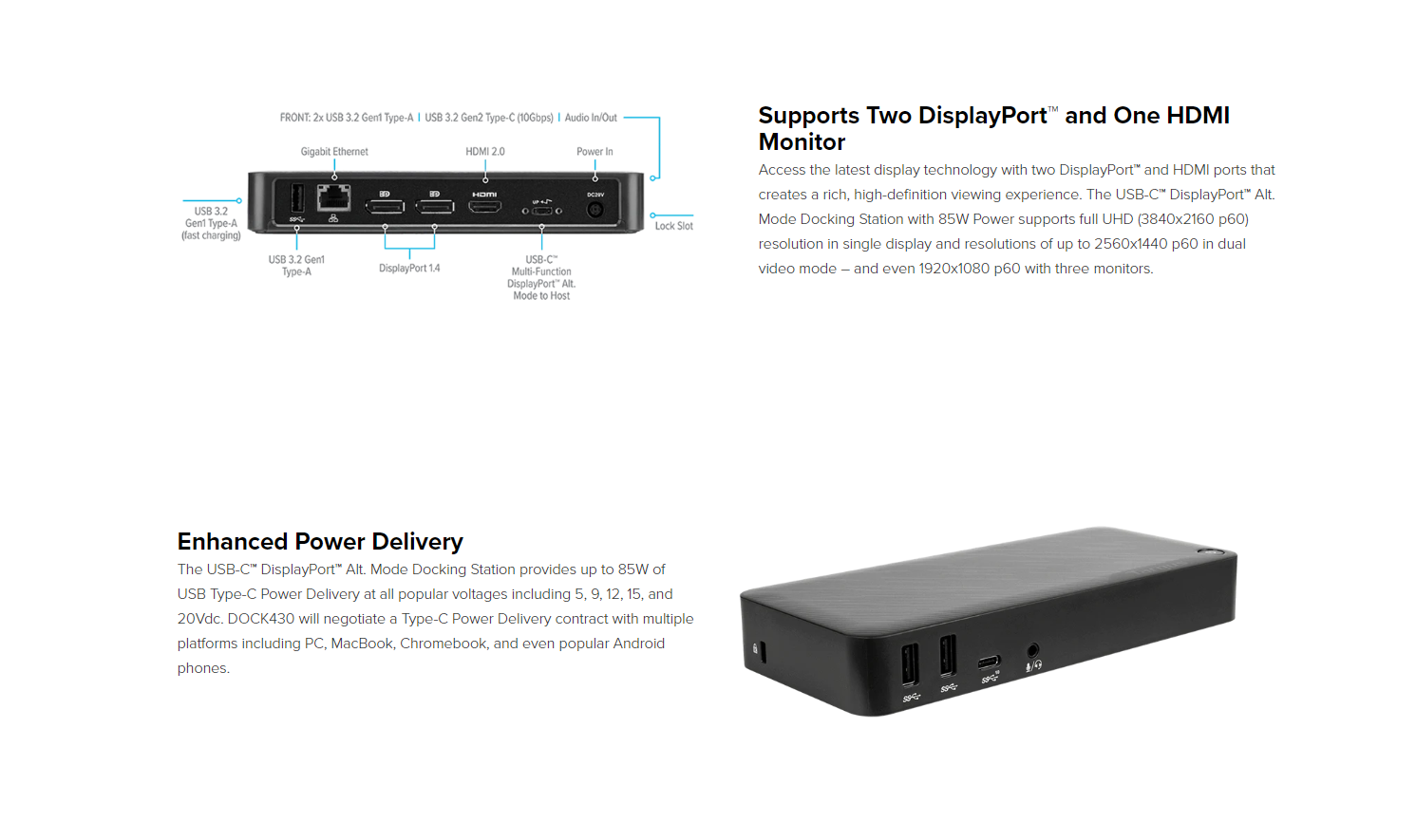 Targus Dock 430USZ Docking station with 85W Power USB-C Multi-Function ...