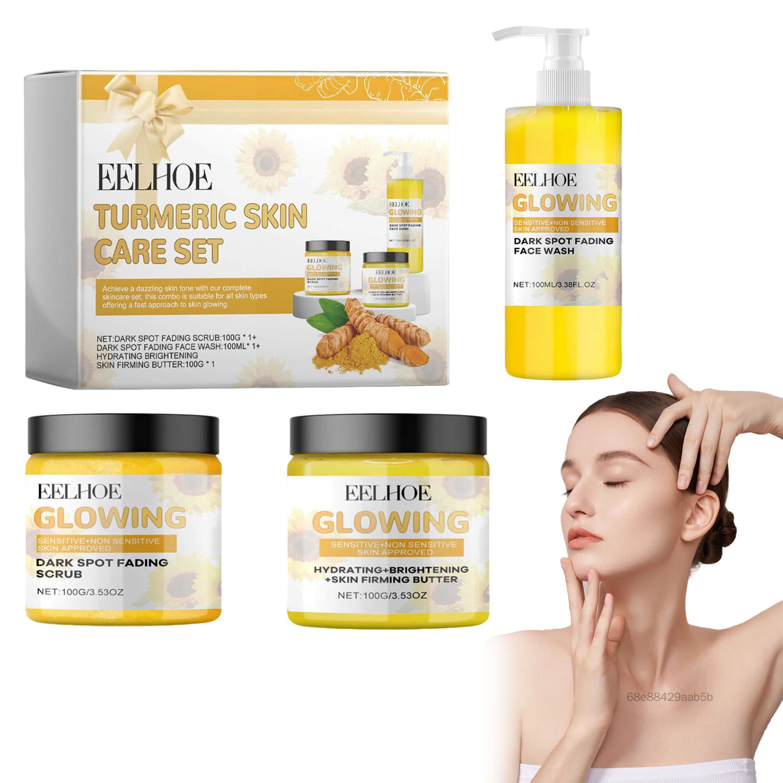Sản phẩm chăm sóc da củ nghệ Hydrating làm sáng chất tẩy rửa mặt kem cho da mịn màng cải thiện độ đàn hồi da S1-9LA-HOS-VN