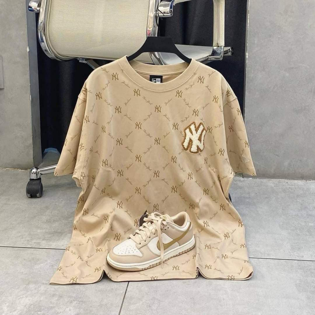 Áo thun mlb x new era monogram new york yankees nâu