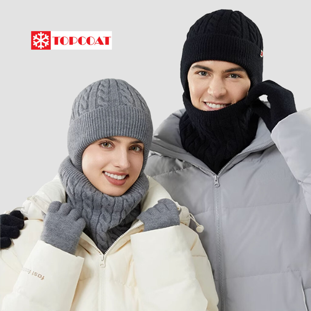 TOPCOAT เซ็ทหมวก ผ้าพันคอแบบสวม ถุงมือกันหนาว Unisex ผ้านิ่มใส่สบาย ผิวสัมผัสดี รักษาอุณหภูมิได้ดี (1 เซ็ท) Freesize ราคา 890 บาท*ส่งฟรี