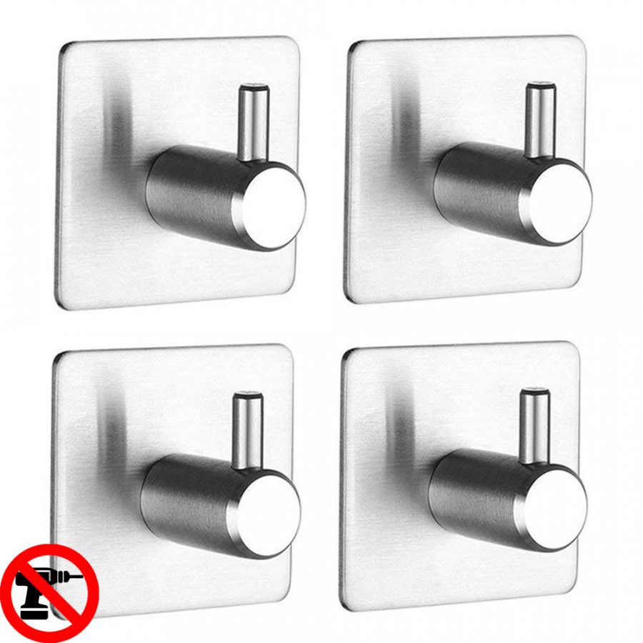 Combo 4 móc dán tường chịu lực inox 304 siêu dính, móc treo đồ đa năng