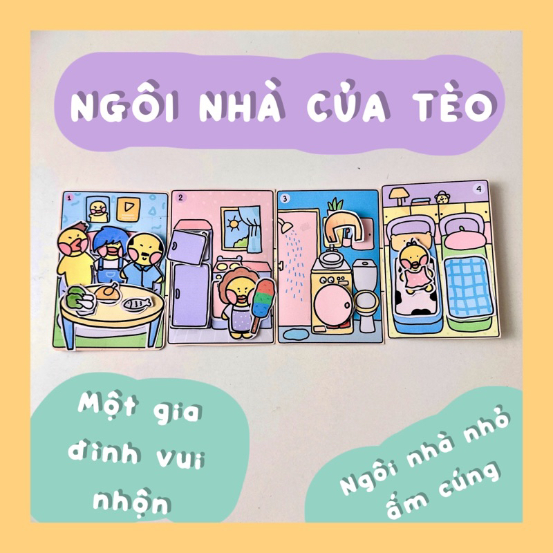 Bộ Tranh Đồ Chơi Giấy Cô Tiên Xanh Ngôi Nhà Của Gia Đình Tèo