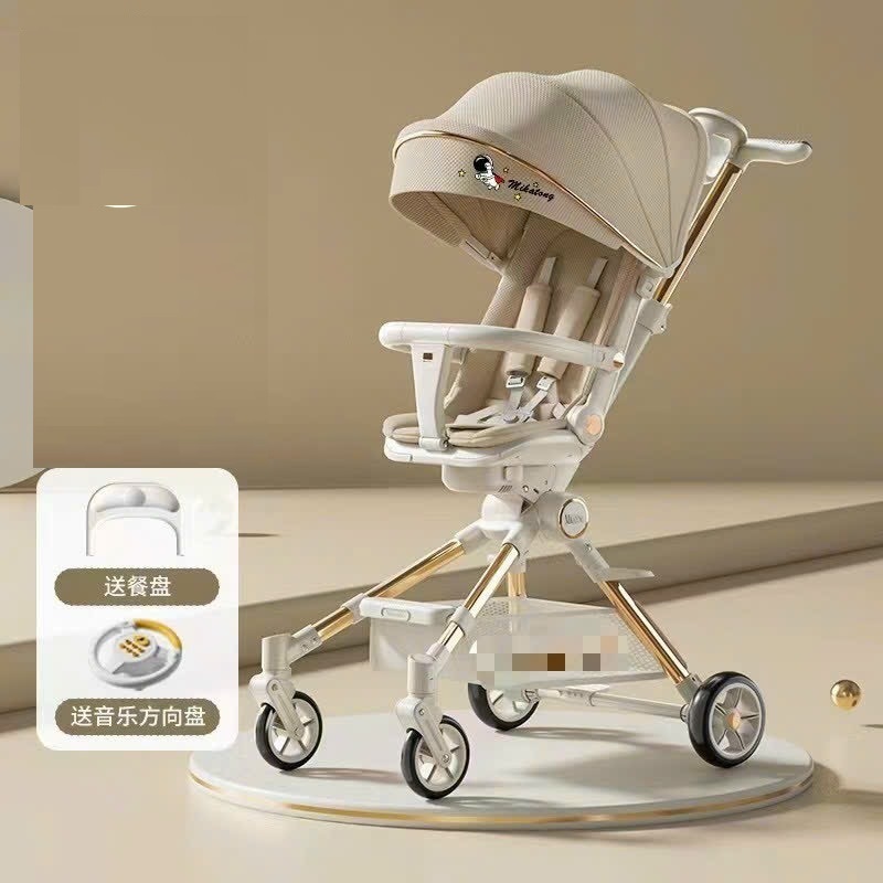 Xe đẩy 2 chiều gấp gọn cao cấp cho bé sơ sinh có bàn ăn dặm và đệm lót cho bé_Hulk.Kids - 3