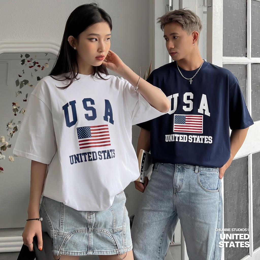 Chubbie © united states t-shirt - áo phông cotton unisex nam nữ in cờ usa
