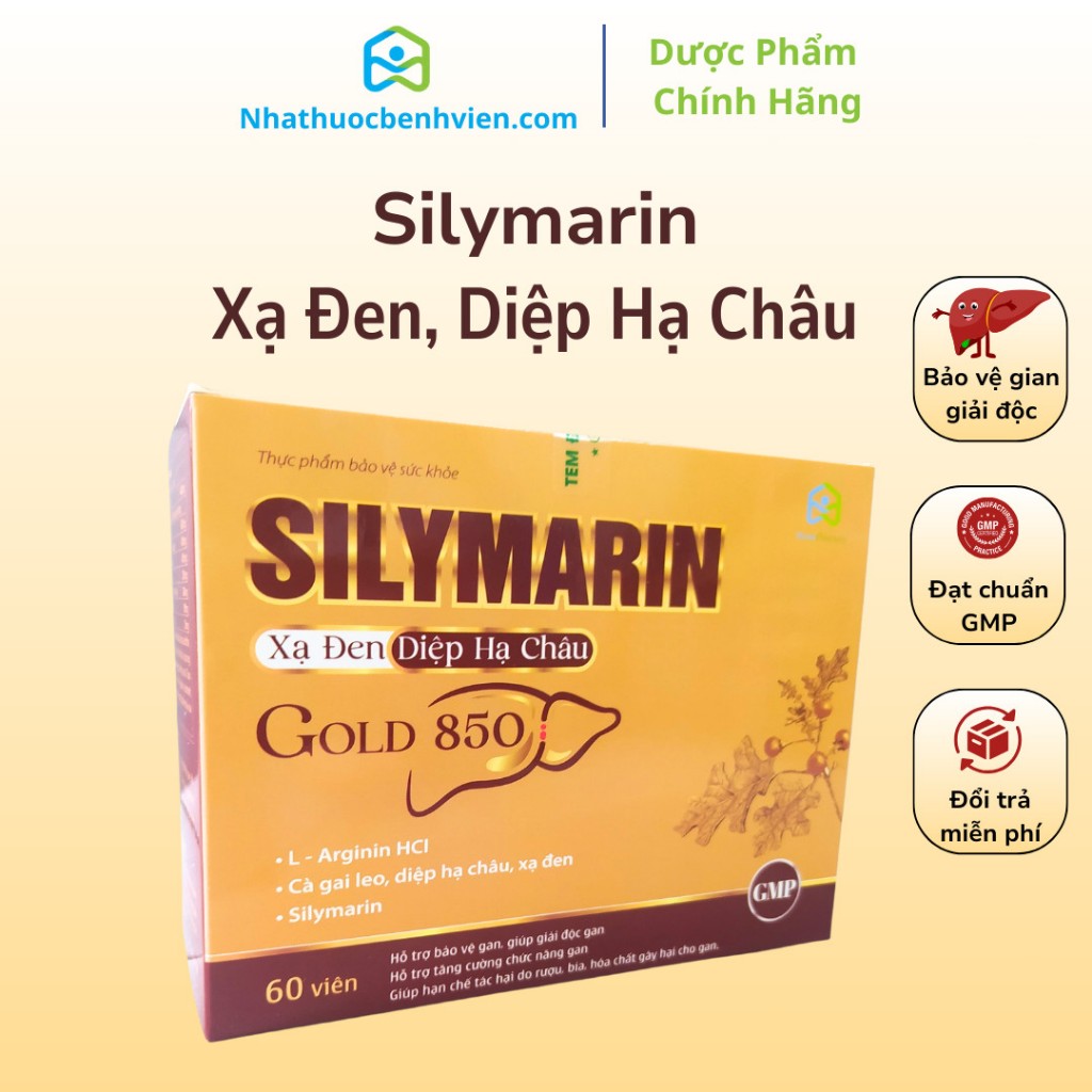 Bổ gan Silymarin Xạ Đen Diệp Hạ Châu GOLD 850 - Tăng cường chức năng gan