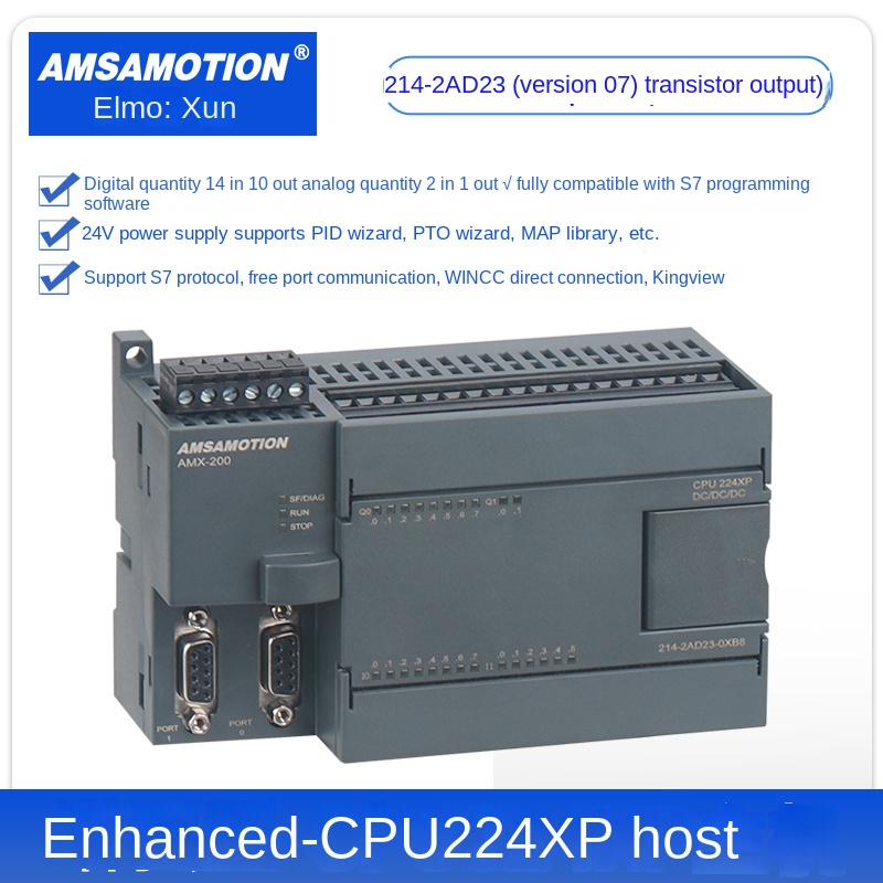 Bo Lập Trình PLC AMSAMOTION - 214-2AD23 Nâng Cao | CPU224XP AMX Tương Thích Siemens S7-200 | 214-2BD23-0XB8/2AD23