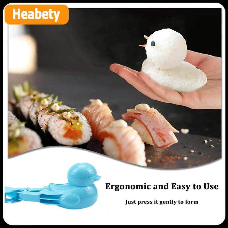 【2-3 ngày giao hàng】 Dễ thương Vịt hình gạo khuôn Maker Clip trẻ em ngoài trời nhựa vịt gạo khuôn DIY Snowball Maker Sushi khuôn với xử lý