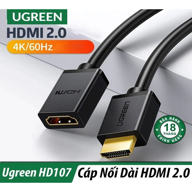 Cáp HDMI nối dài UGREEN 10140 10141 10142 10145 10146 HD107 (HD 2.0 4K x 2K @60Hz,Male- feMale))