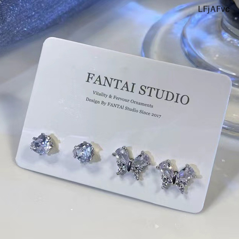 🎀LFjAFvc🎀 4pcs piercing thả Bông tai cho phụ nữ sụn bướm Tai piercing Bông tai pha lê Rhinestone thời trang sáng tạo tai Stud