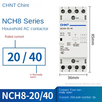 Contactor AC NCH8-20/40 20A (4 Thường Mở) | NCH8 20/25/40/63 CHINT 220V Xoay Chiều – Điều Khiển Điện Thông Minh