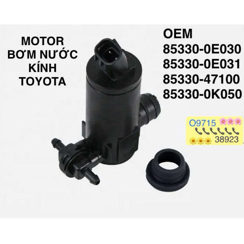MOTOR BƠM NƯỚC RỬA KÍNH 2 VÒI TOYOTA INNOVA FORTUNER YARIS LAND CRUISER PRADO LEXUS LX570 470  85330-47100 85330-0K050