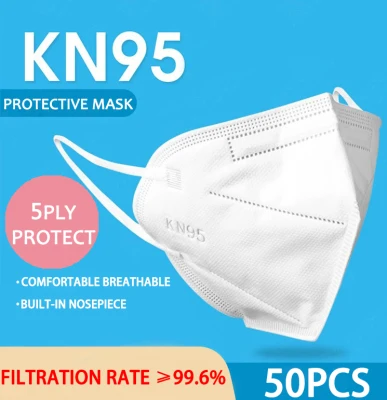 BT 50PCS KN95 Face masks 5ply N95 Face Masks Protective Masks Reusable Unobstructed Breathing White 5 Layers N95 Washable Facemask 3d Masks Not Single Use Beauty Facial