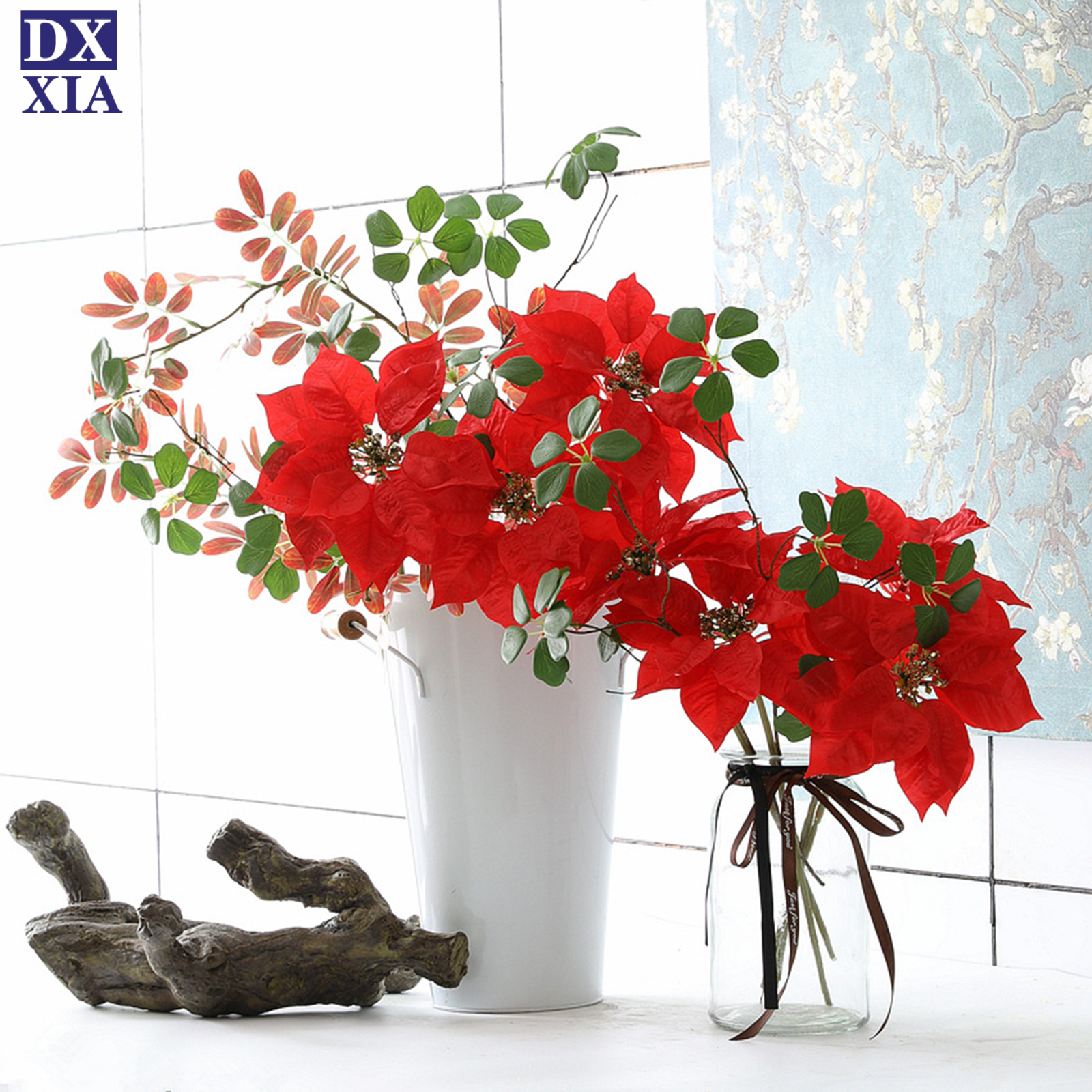 [Da XIA] Hoa Trạng Nguyên nhân tạo 32 × 17cm cắt cành sáng tạo cho hoa giả trang trí vật trang trí cây giáng sinh Xmas ngoài trời trong nhà