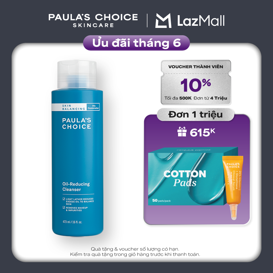 Sữa rửa mặt cân bằng độ ẩm và giảm dầu Paula's Choice Skin Balancing Oil Reducing Cleanser 473ml - 1151
