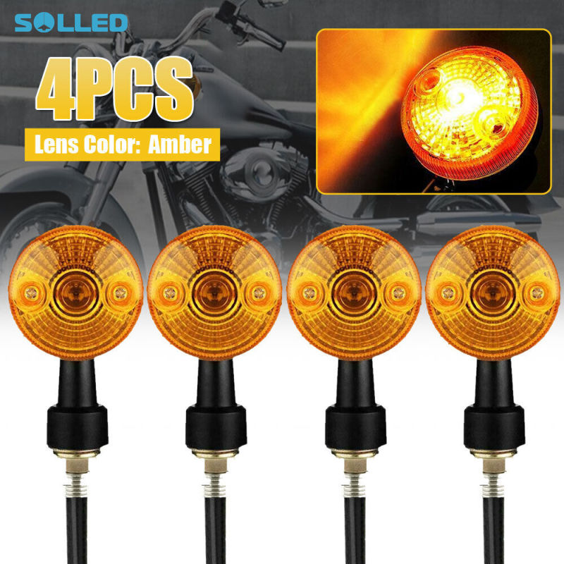 4PCS Motorcycle Turn Signal Indicator Light, 12V 10W Halogen Lamp Retro Front Rear Turn Signal Light, 10mm Mounting Bolts, IPX66 Waterproof All-Weather
