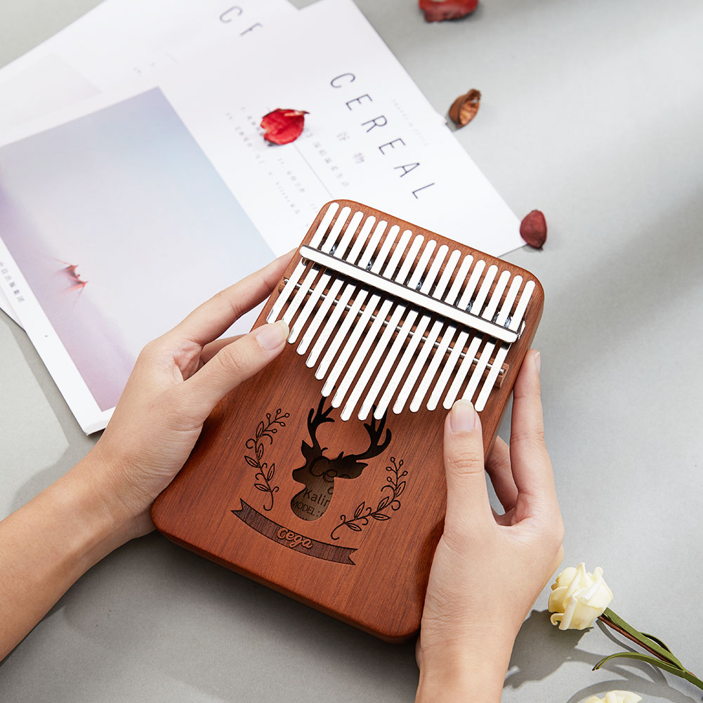 17 Phím in hình tuần lộc kalimba gỗ gụ ngón tay cái ngón tay Piano cho người mới bắt đầu gỗ đặc mbira muscial cụ