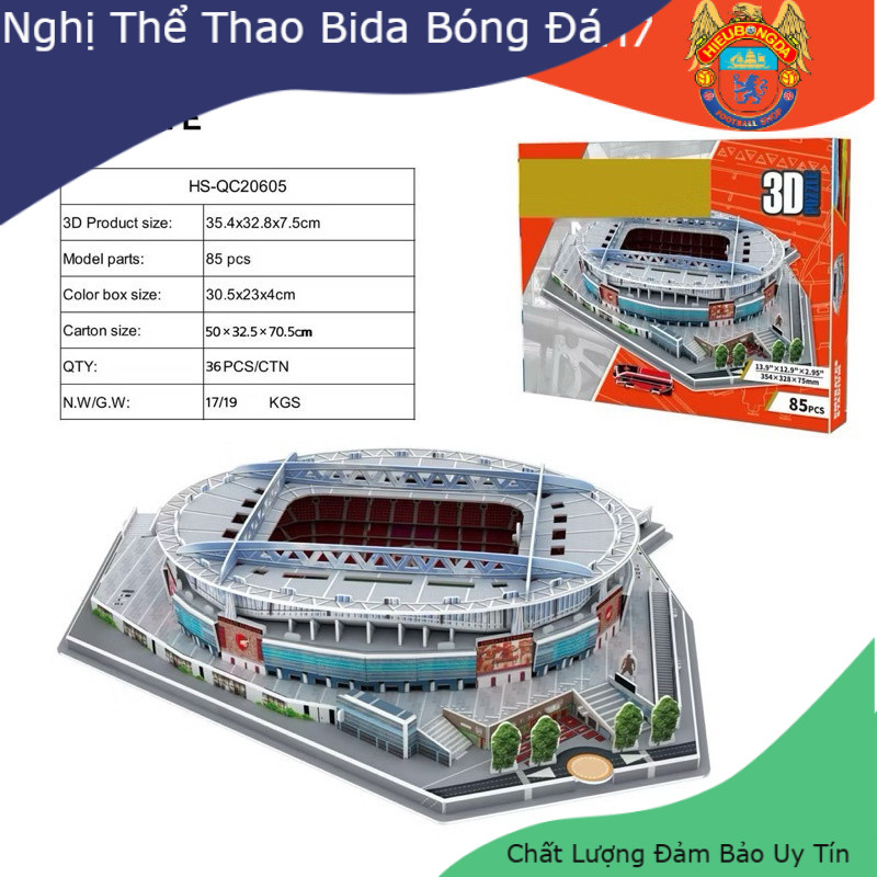 Mô hình sân vận động bóng đá SVĐ Arsenal Emirates đồ chơi lắp ghép lego sân vận động bóng đá mô hình giấy 3D độc đáo - Nghị Thể Thao Bóng Đá Bida