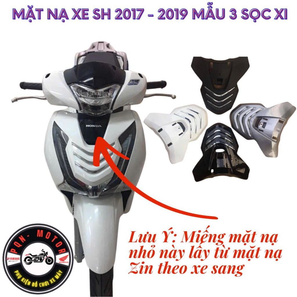 Mặt Nạ Độ Sh Việt 2017 2018 2019 Gắn Sh 125i/150i Mẫu 3 Sọc Xi (Lưu Ý Không Có Ốp Mặt Nạ Nhỏ Đi Kèm)