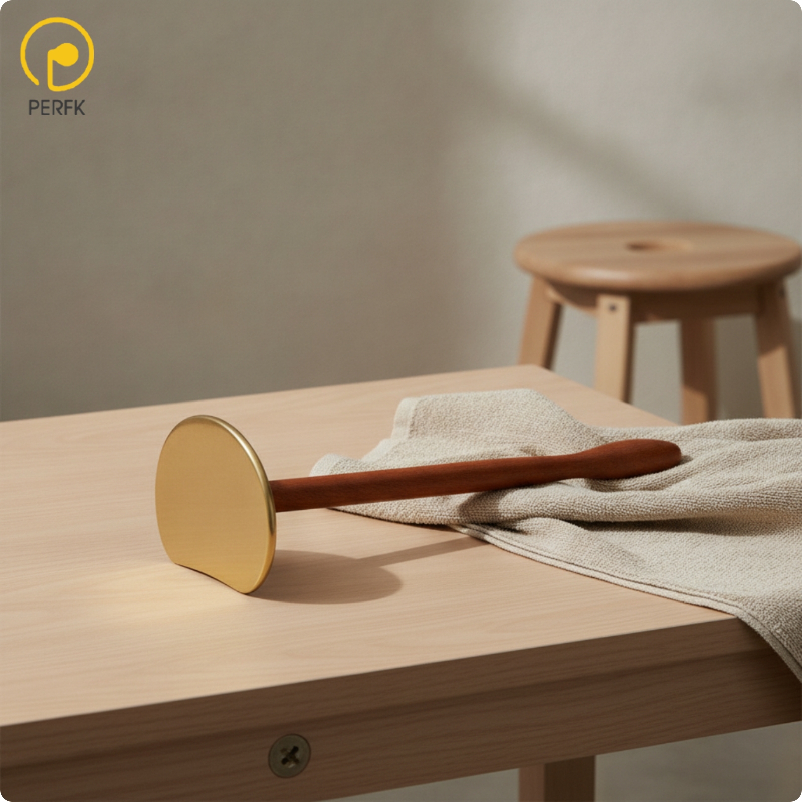 Perfk Polished Brass Gua Sha Tool Burrburrless Gua Sha Board with Wooden Handle Easy to Clean Metal Scraping Board Self Massage ราคา 3,594 บาท*ส่งฟรี