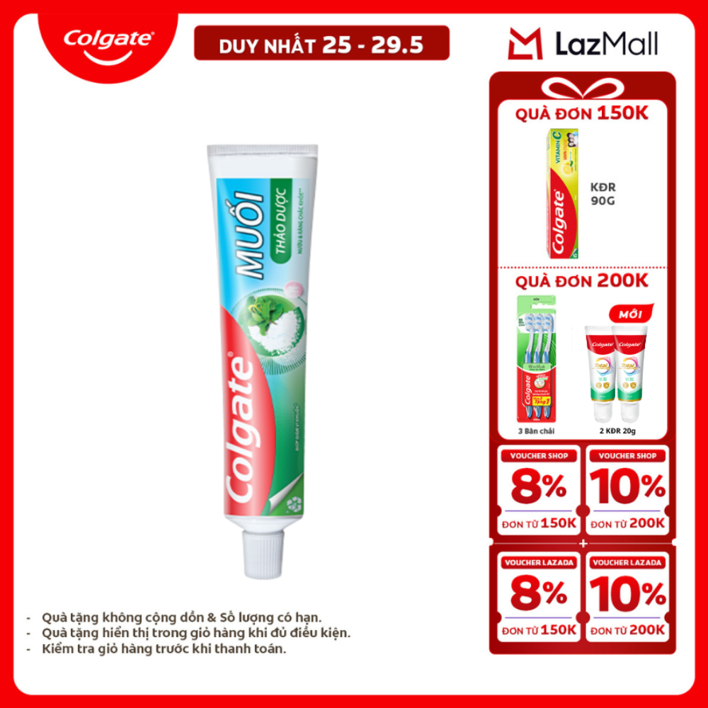[Chỉ 25-29.5_X2 Voucher giảm 20%] Kem đánh răng Colgate bảo vệ nướu Muối Thảo Dược Herbal Salt 225g