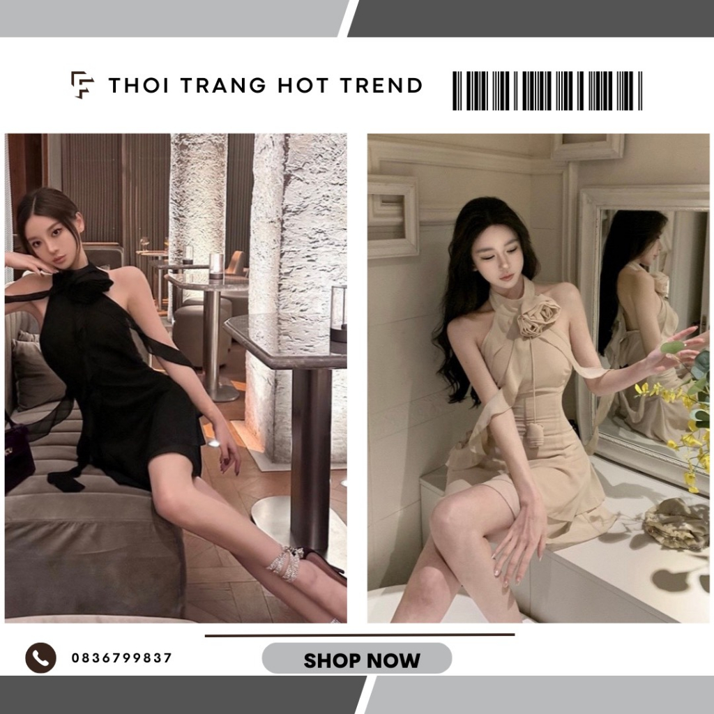 Đầm Body Tua Rua Bèo Choker Hàng cao cấp