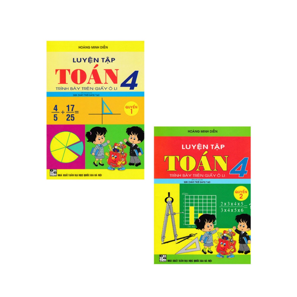 Sách - Combo Luyện Tập Toán 4 Quyển 1 + 2 Trình Bày Trên Giấy Ô Li (Bộ Sách Chân Trời Sáng Tạo)  -HA