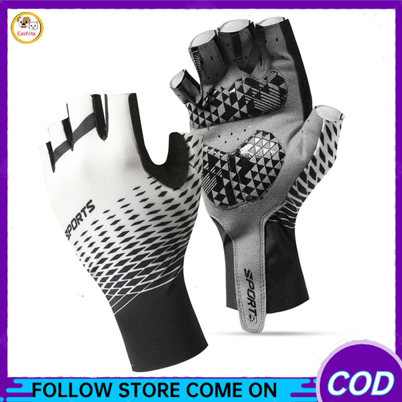 Đi xe đạp Găng tay hở ngón Kem chống nắng thoáng khí chống trượt shock-hấp thụ găng tay cho xe đạp ngoài trời Câu cá Chạy