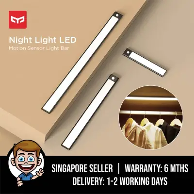 Yeelight Induction Night Light Motion Strip LED Smart Human Motion Sensor Light Bar Rechargeable Wardrobe Cabinet Corridor Wall Lamps (20cm, 40cm, 60cm))