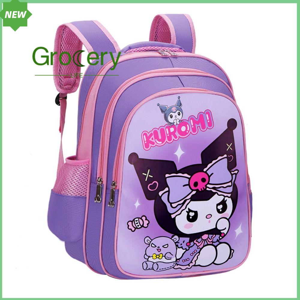 GROCERY LIFE Không thấm nước Ba lô đi học cho trẻ em Trường Tiểu Học Sức chứa lớn Túi sách  Kuromi Cặp sách Mẫu giáo