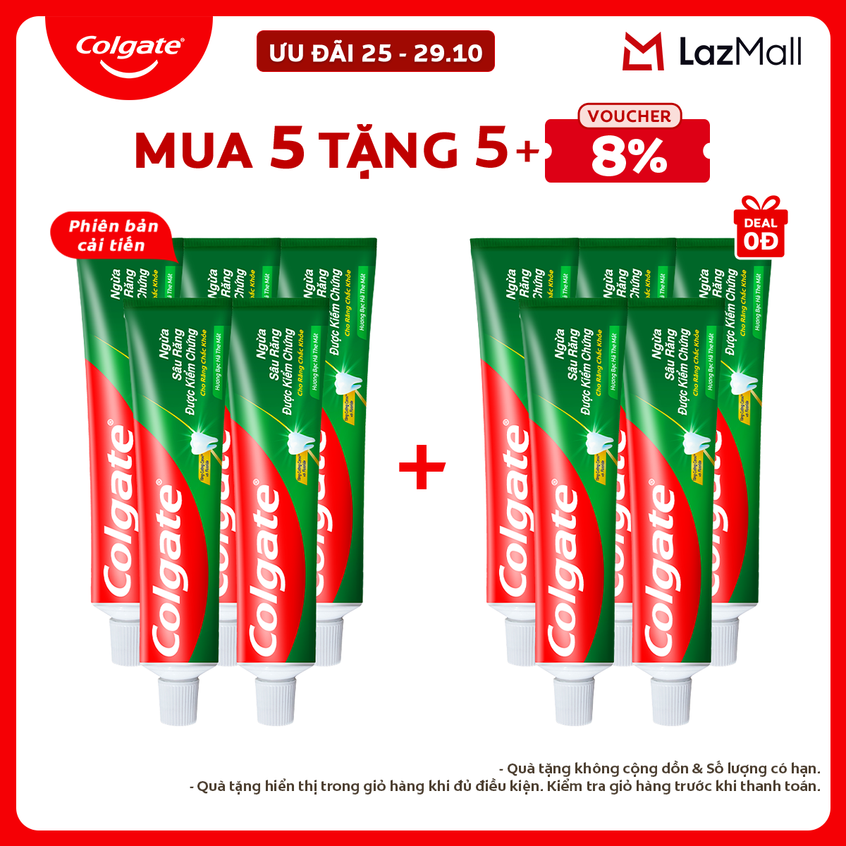 Bộ 5 Kem đánh răng Colgate ngừa sâu răng răng chắc khỏe 100g/tuýp