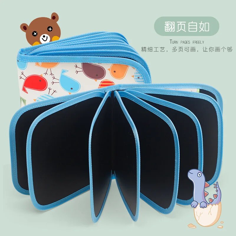 Ảo thuật cho trẻ em bảng đen giáo dục trò chơi trẻ em tô màu Sách đồ chơi trẻ em để vẽ 14 trang xóa bảng bằng bút phấn nước