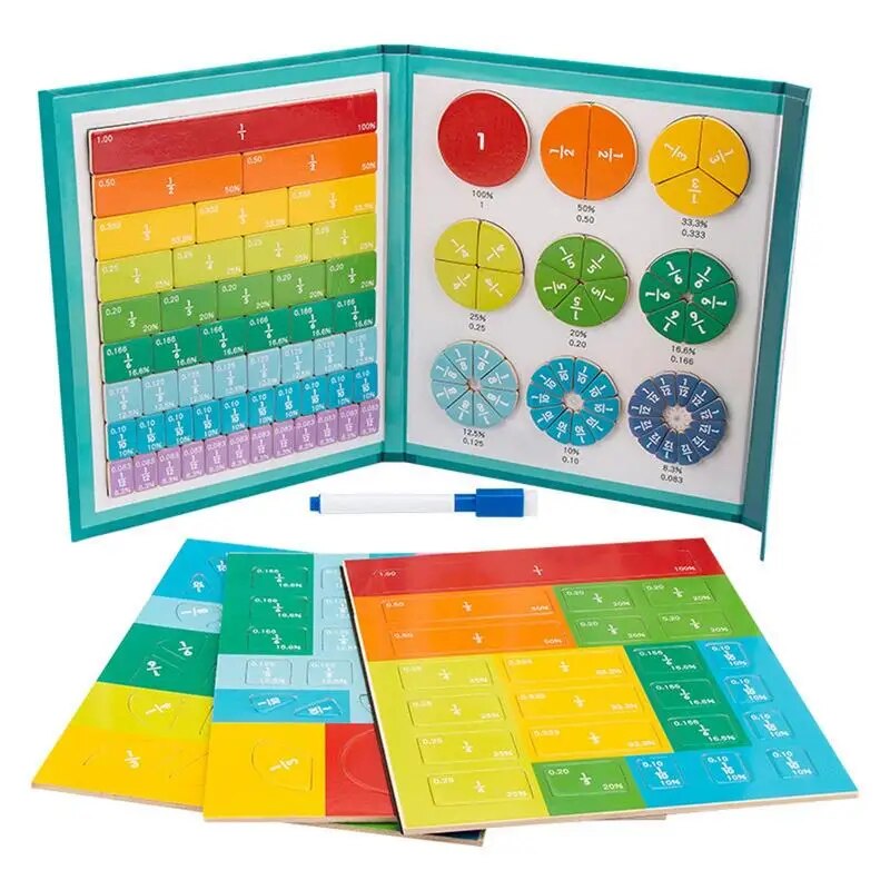 Magnetic Fraction Learning Math Toys Wooden Fraction Book Set Parish Teaching Aids Arithmeticlearning Educational Toys