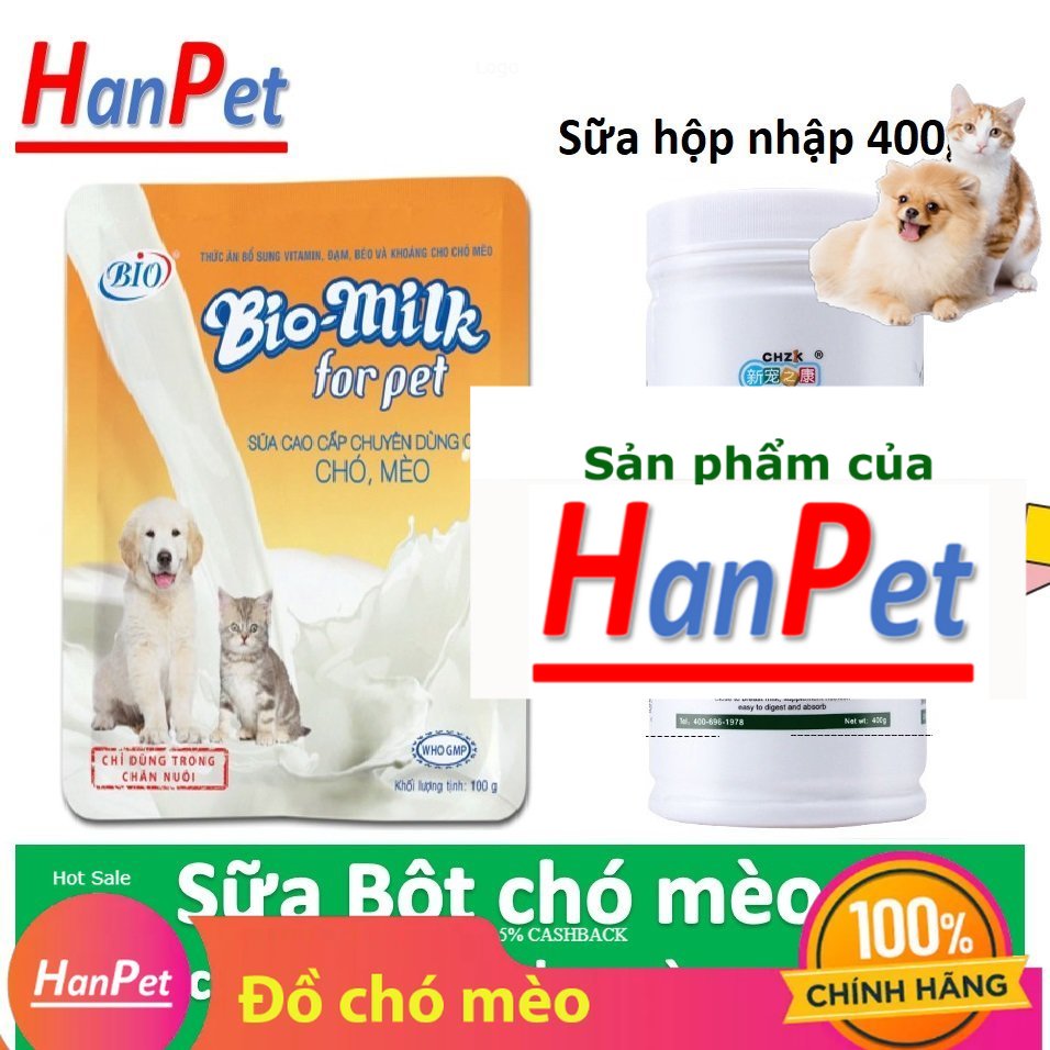 Hanpet - Sữa cho chó mèo bio milk , sữa chua uống dinh dưỡng thú cưng sữa cho chó mèo sơ sinh