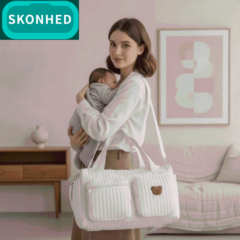 ผ้าอ้อมสำเร็จรูป แพมเพิสเด็กแรกเกิด SKONHED ความจุขนาดใหญ่ ที่จัดเก็บผ้าอ้อม กระเป๋าหลายช่อง ผ้าฝ้ายควิลท์ กระเป๋าคุณแม่ กระเป๋าปักลาย มีซิป กระเป๋าเดินทาง การเดินทางประจำวัน