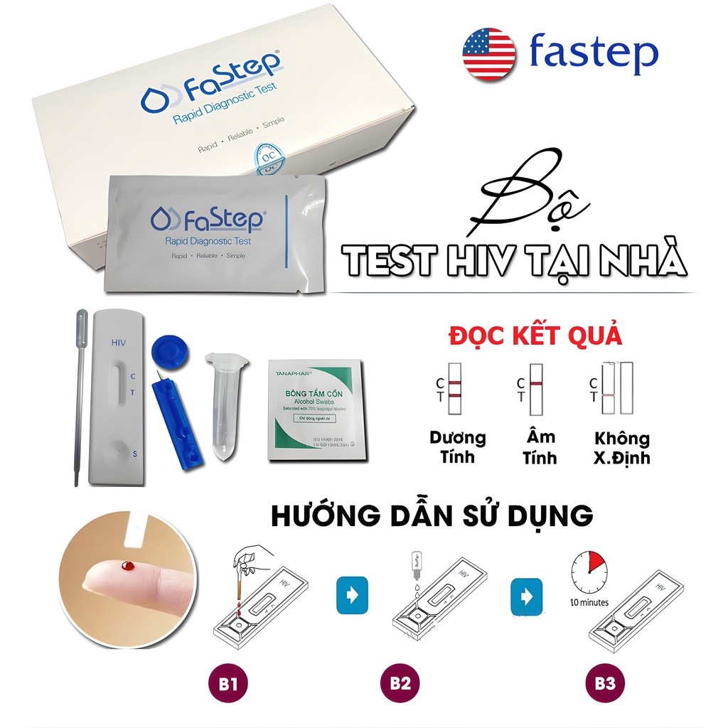 Bộ test nhanh HIV và giang mai tại nhà Fastep [Che tên sản phẩm]