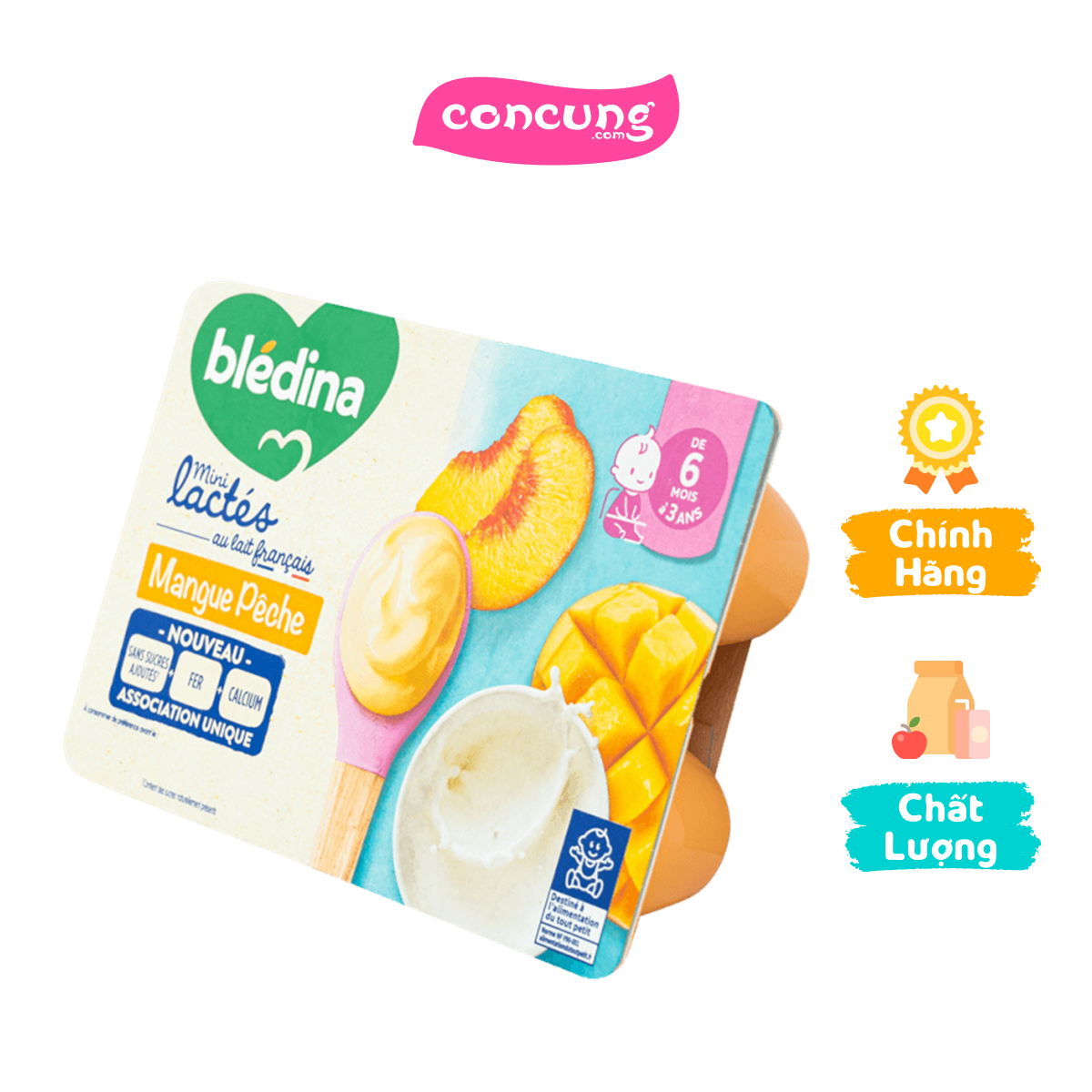 Thực phẩm bổ sung: Sữa chua Blédina mini lactés vị xoài đào
