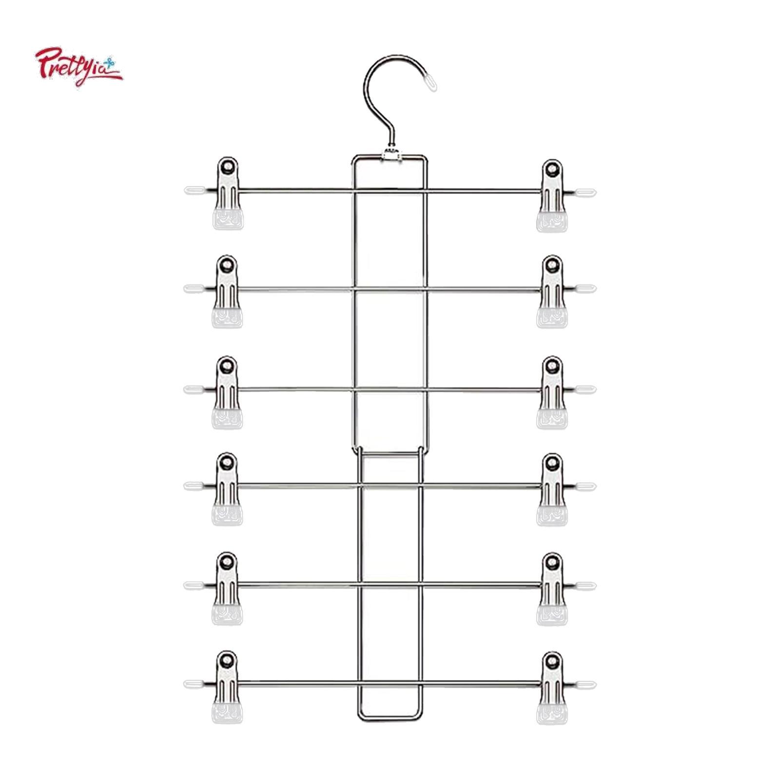 Prettyia Skirt Hanger Non Slip 6 Tier Pants Hanger for Trousers Kids Clothes Pants ราคา 172 บาท*ส่งฟรี
