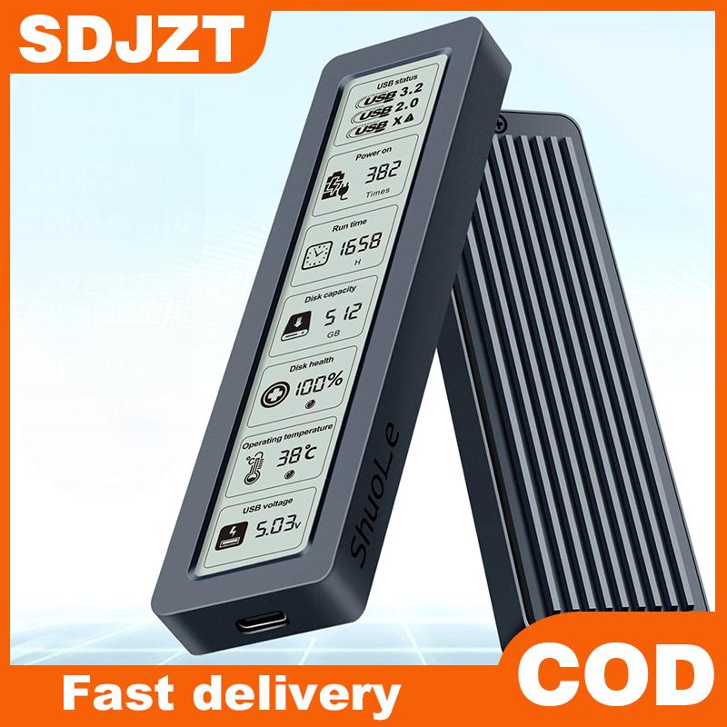 SDJZT M2เคส SSD NVMe SATA dual Protocol 10Gbps พร้อมหน้าจออัจฉริยะดิจิตอล USB3.2ชนิด C กล่องดิสก์ M.2 Gen2 SSD Enclosure ราคา 330 บาท*ส่งฟรี