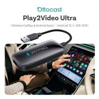 Ottocast Play2Video Ultra Ai Box Wireless CarPlay Android Auto Adapter Built in Youtube Netflix for Car with Wired Carplay