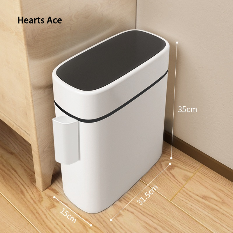Hearts Ace Japanese style bathroom trash can with lid, smart trash can, 14L/12L toilet trash can bubble 23. vn ราคา 165 บาท*ส่งฟรี